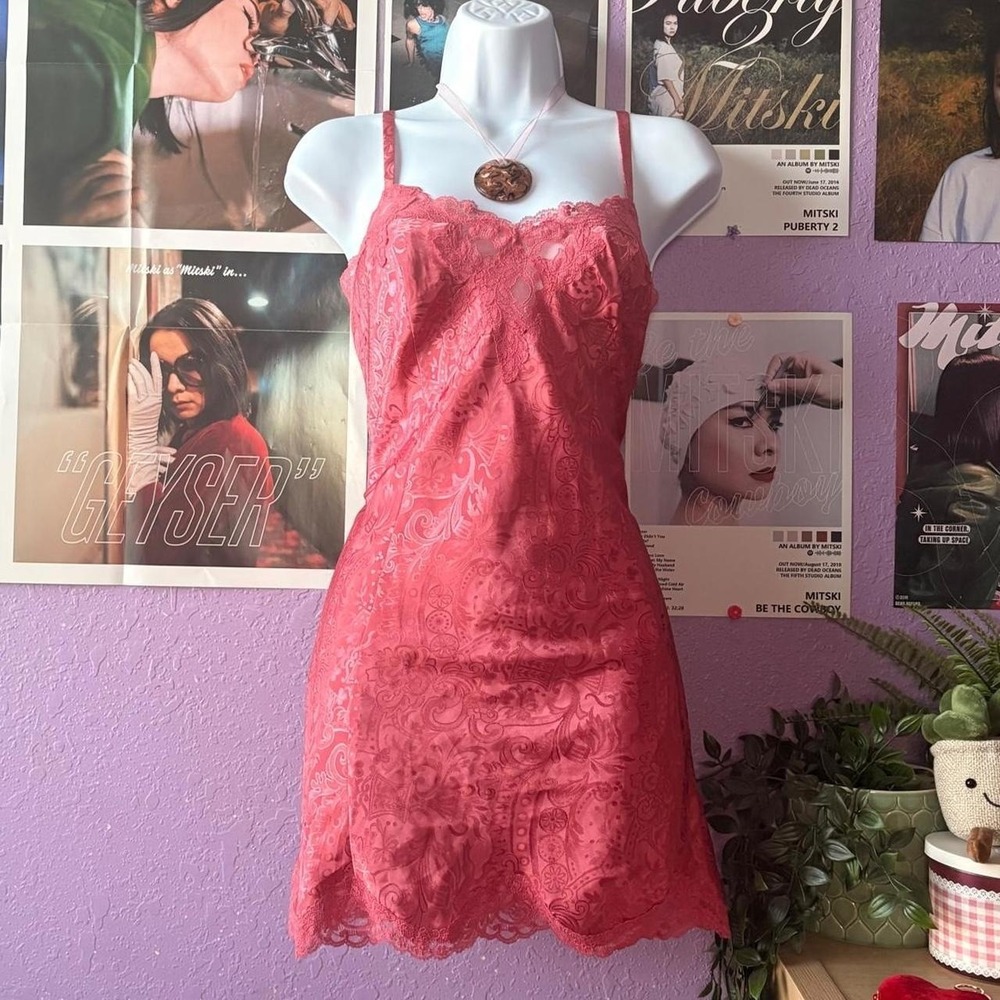 Gold Tag Vintage Victoria's Secret Jacquard Lace Slip Dress
